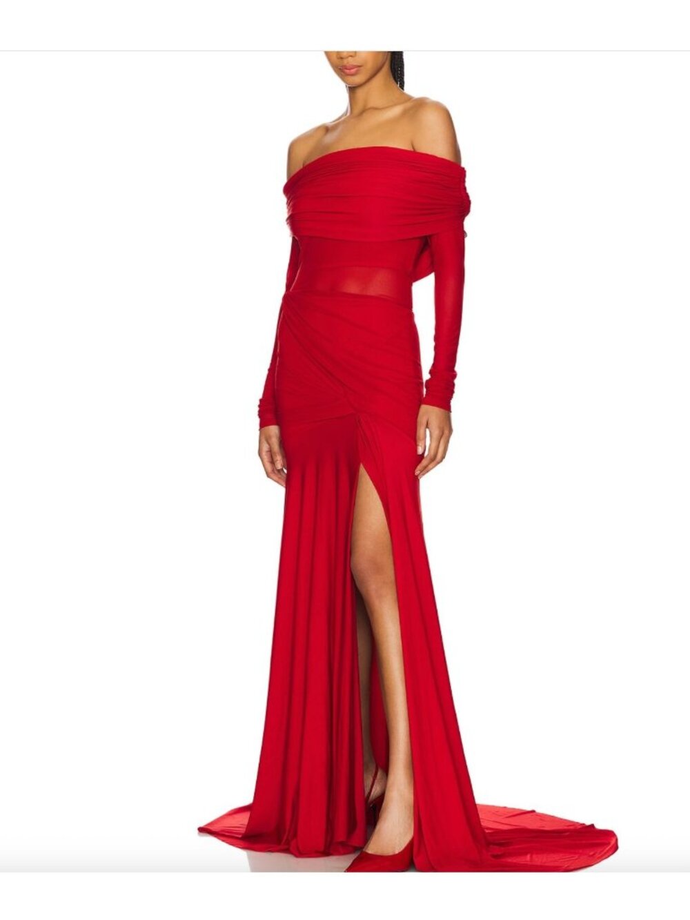 Deme by Gabriella RED Carla Off Shoulder Maxi Gown - Size XS